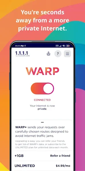 1.1.1.1 + WARP: Safer Internet 6.38.4 APK [MOD unlimited/zerotrust]